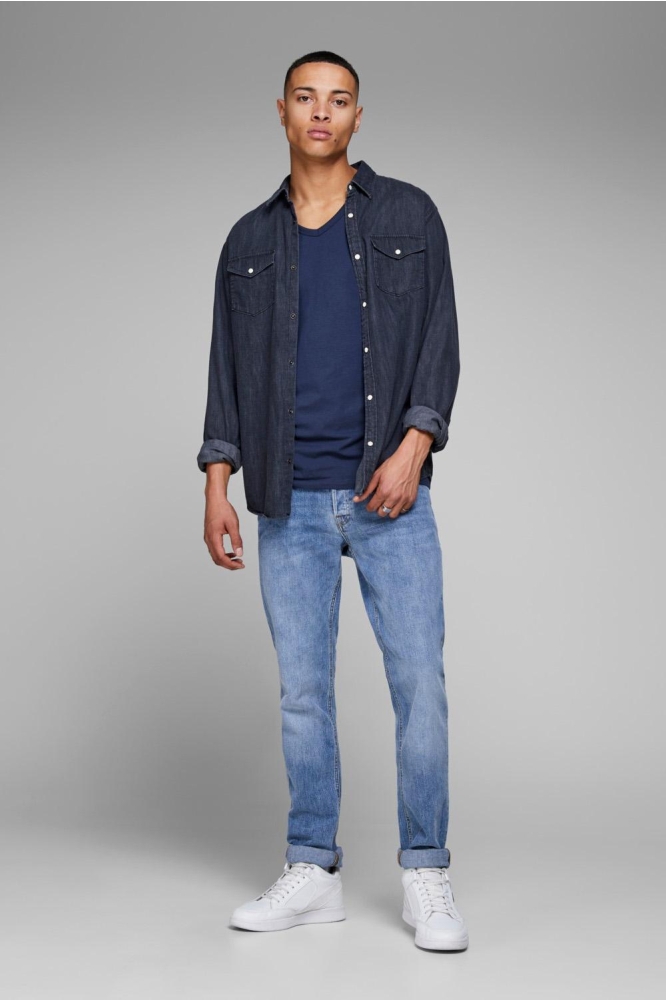 BASIC V-NECK TEE S/S NOOS 12059219 Navy Blue